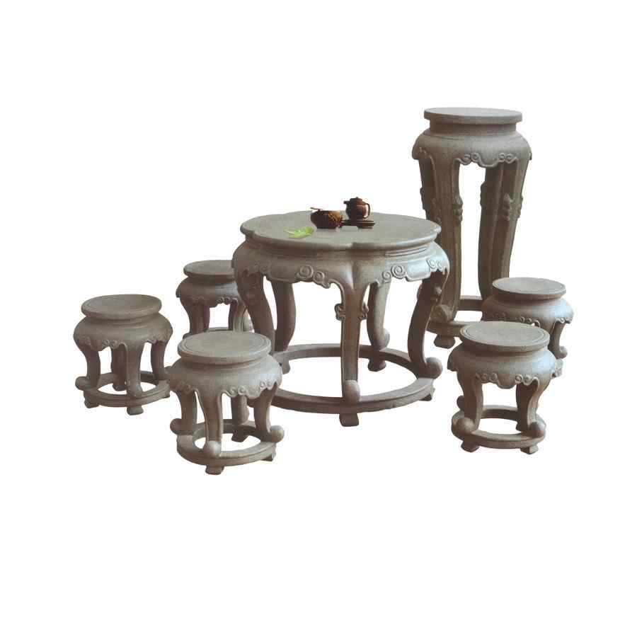 厂家直销定做青石圆桌雕花仿古做旧石桌石凳庭院户外家用石雕桌椅